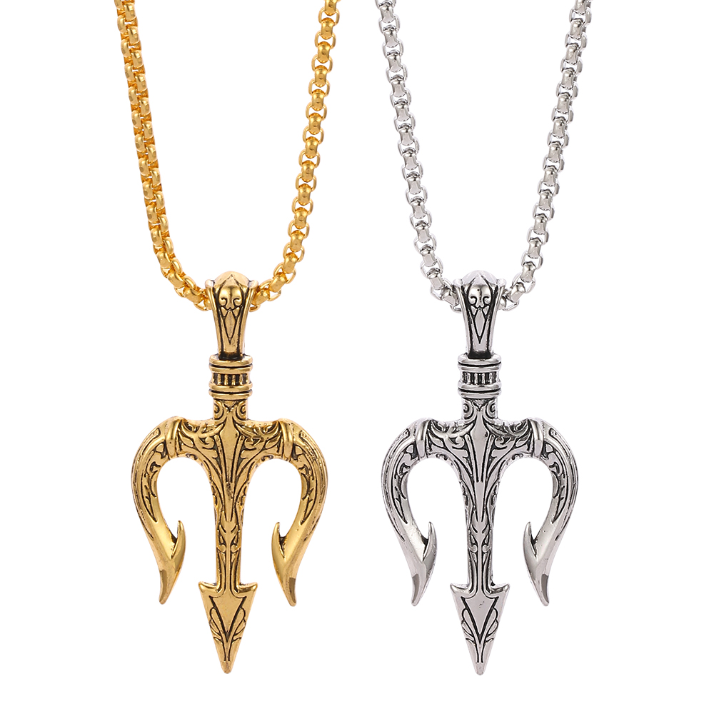 Men Accessories Neck Chain - Colares com pingente tridente para homens,