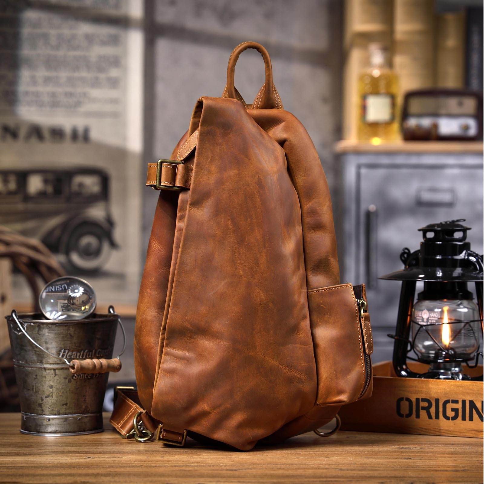 Travel Organizer Men - Organizador vintage designer cavalo louco couro