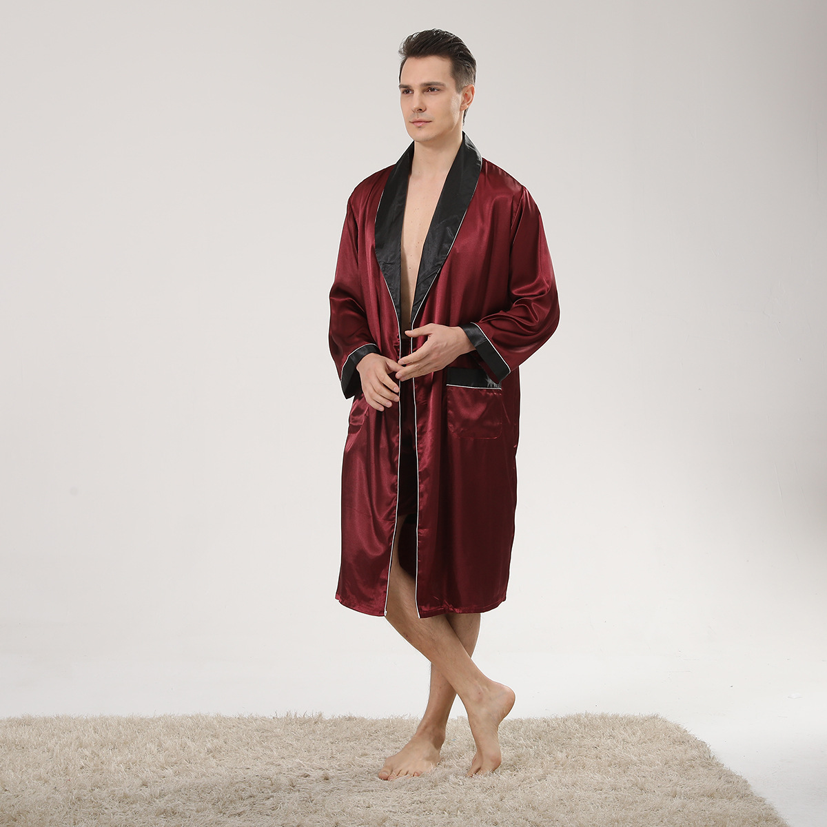 Primavera preto xale colarinho - Men'S Kimono Accessories avaliação e preço